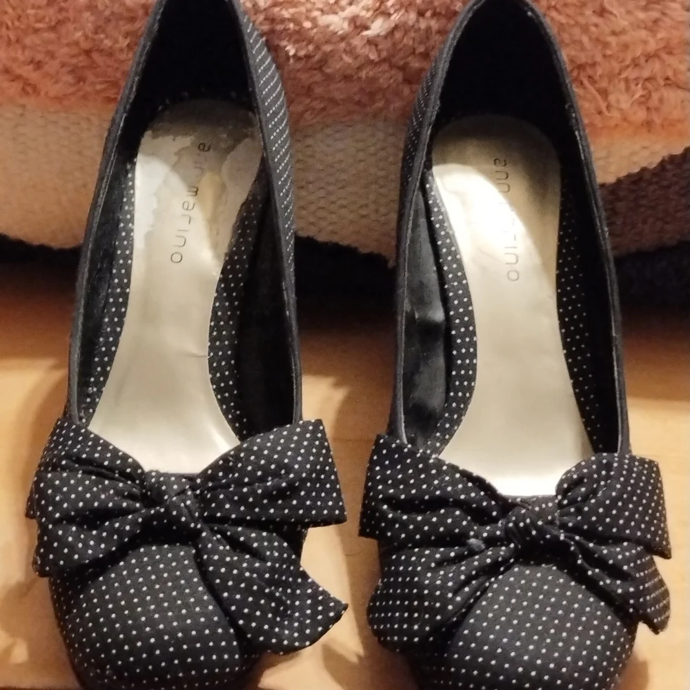 Ann Marino Polka Dot Heels Blk/Wht. Size 7 - Picture 1 of 5